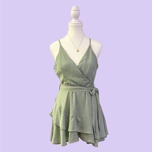 Altar’d State Sage Green Wrap Romper